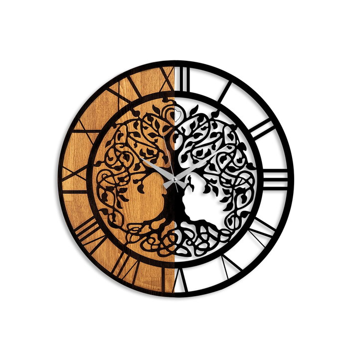Wallity Reloj de pared decorativo de madera Nogal y Negro